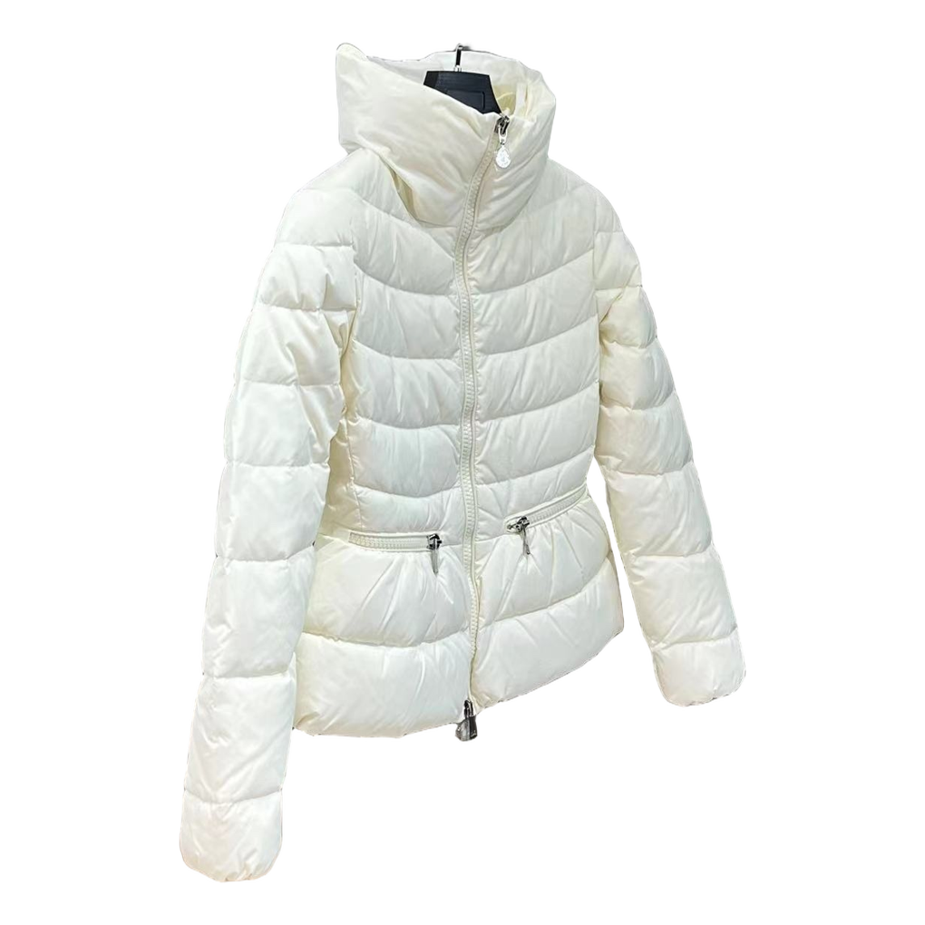 Moncler Drawstring-Waist Stand-Collar Down Jacket – Ivory