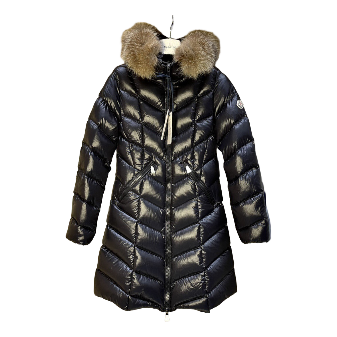 Moncler Fulmarus Chevron-Quilted Hooded Down Coat – Black
