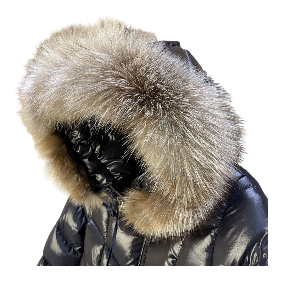 Moncler Fulmarus Chevron-Quilted Hooded Down Coat – Black