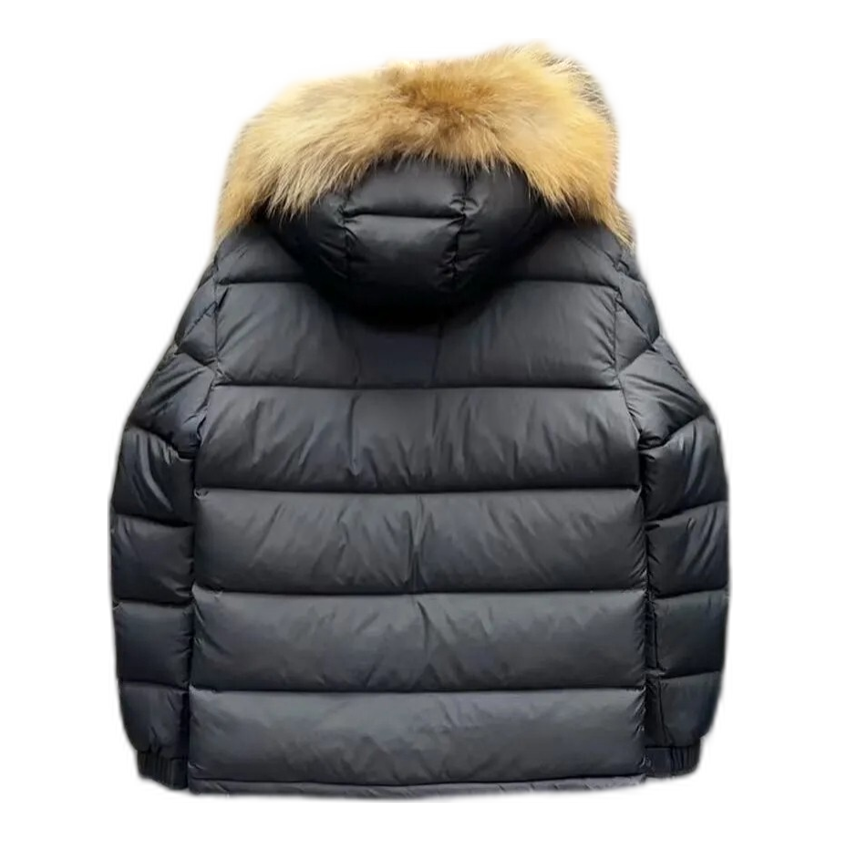 Moncler Fur-Trim Hooded Short Down Jacket – Black