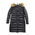 Moncler Four-Pocket Fur-Trim Hooded Long Down Coat – Black