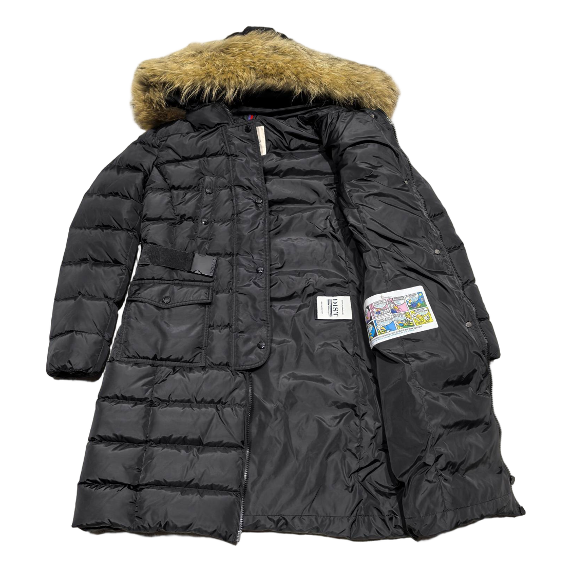Moncler Four-Pocket Fur-Trim Hooded Long Down Coat – Black