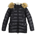 Moncler Belted Fur-Trim Hooded Down Jacket – Black