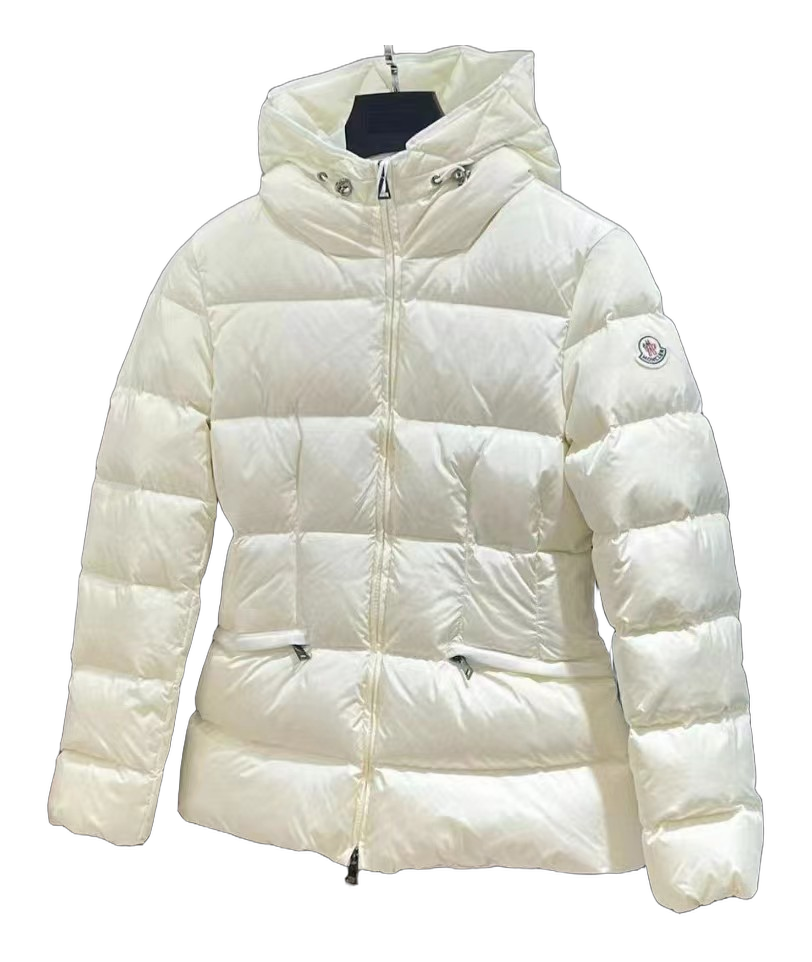 Moncler Fitted Short Hooded Down Jacket – Ivory