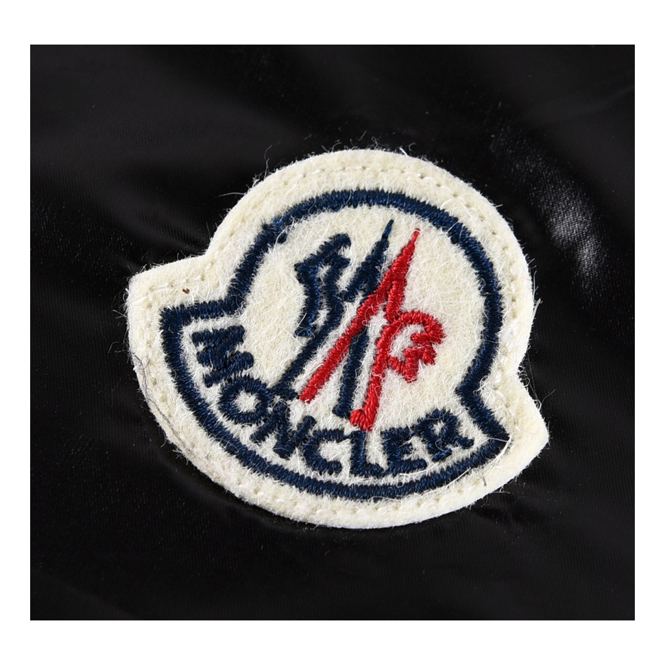 Moncler Tricolour Sleeve-Stripe Glossy Hooded Down Jacket