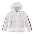 Moncler Tricolour Sleeve-Stripe Glossy Hooded Down Jacket