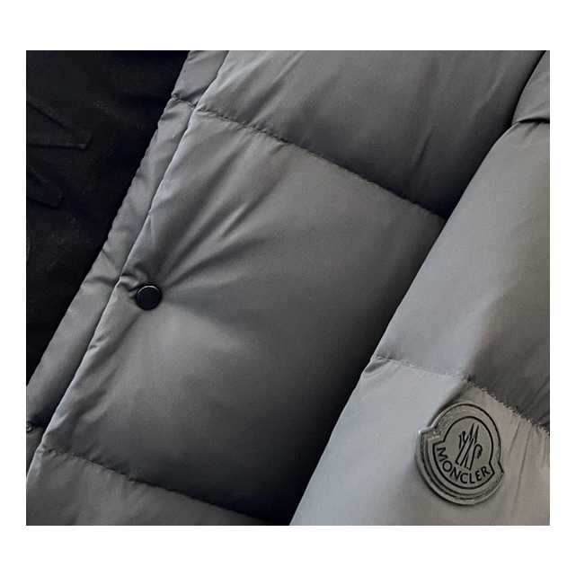 Moncler Contrast-Hood Colour-Block Down Jacket
