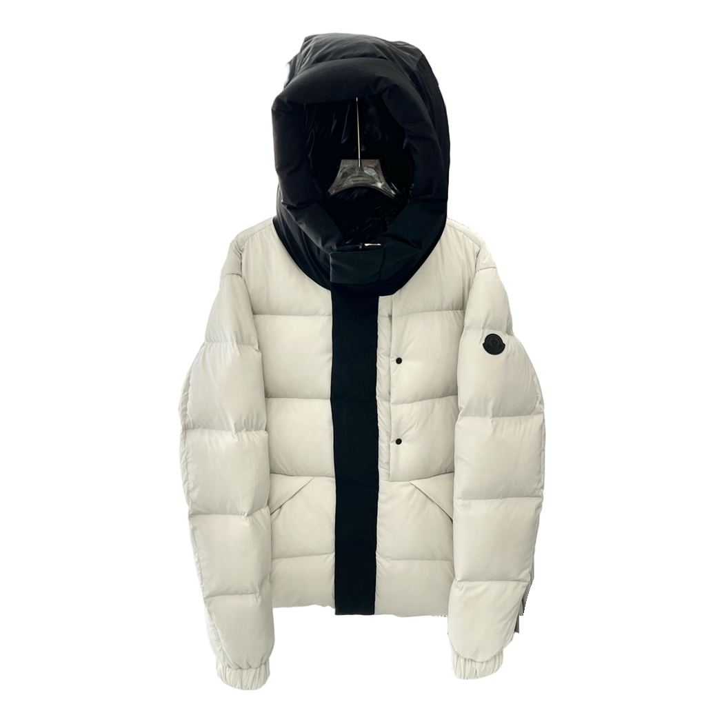 Moncler Contrast-Hood Colour-Block Down Jacket