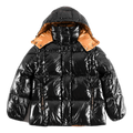 Moncler Glossy Short Down Jacket with Copper-Tone Lining – Black