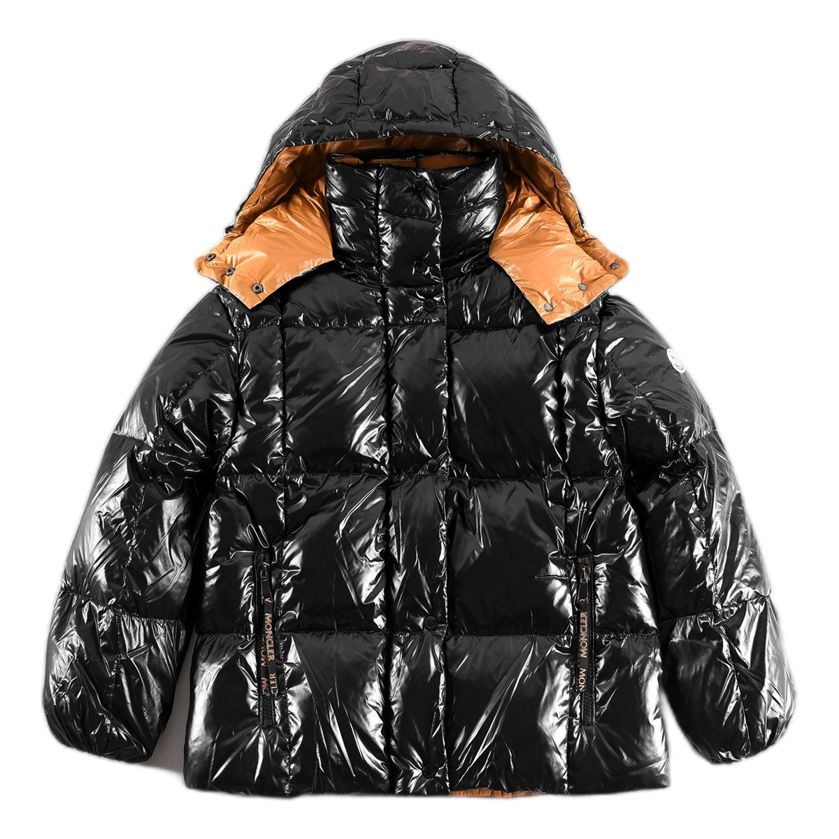 Moncler Glossy Short Down Jacket with Copper-Tone Lining – Black
