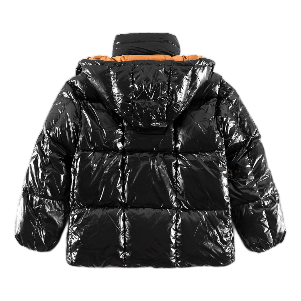 Moncler Glossy Short Down Jacket with Copper-Tone Lining – Black