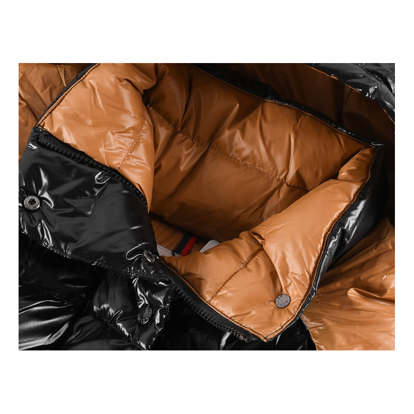 Moncler Glossy Short Down Jacket with Copper-Tone Lining – Black