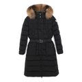 Moncler Khloe Belted Fur-Trim Hooded Long Down Coat – Black
