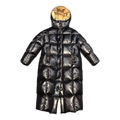 Moncler Gold-Lined Glossy Long Down Coat – Black