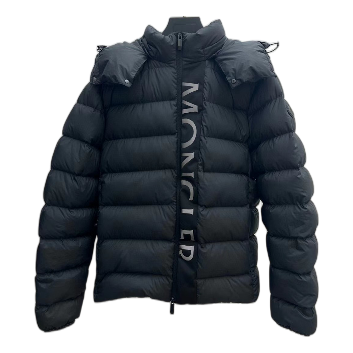 Moncler Vertical-Logo Snap-Front Down Jacket – Black