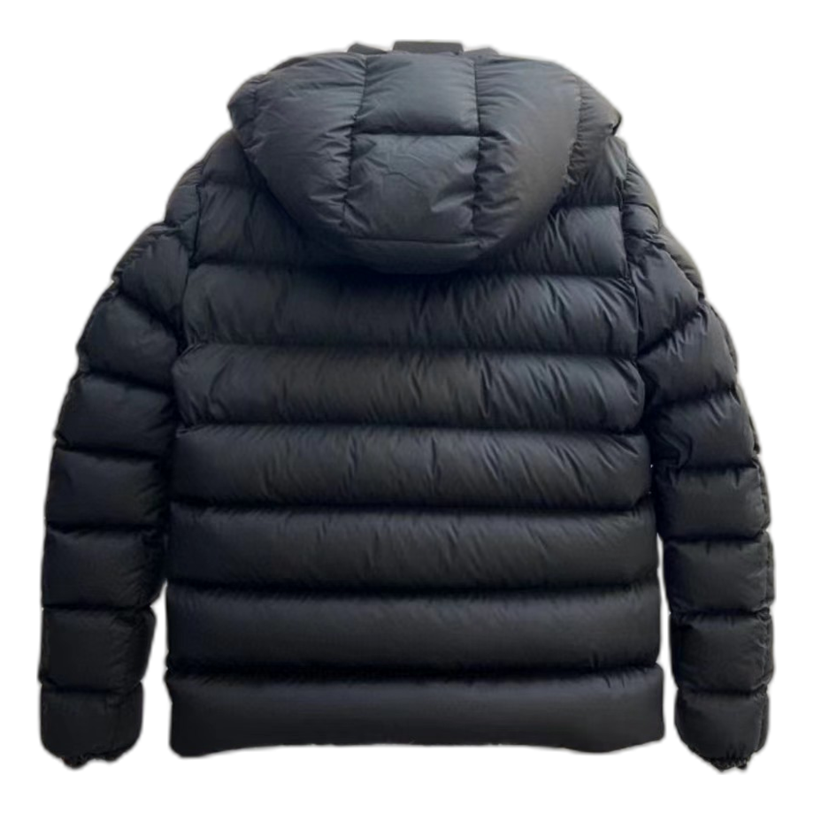 Moncler Vertical-Logo Snap-Front Down Jacket – Black
