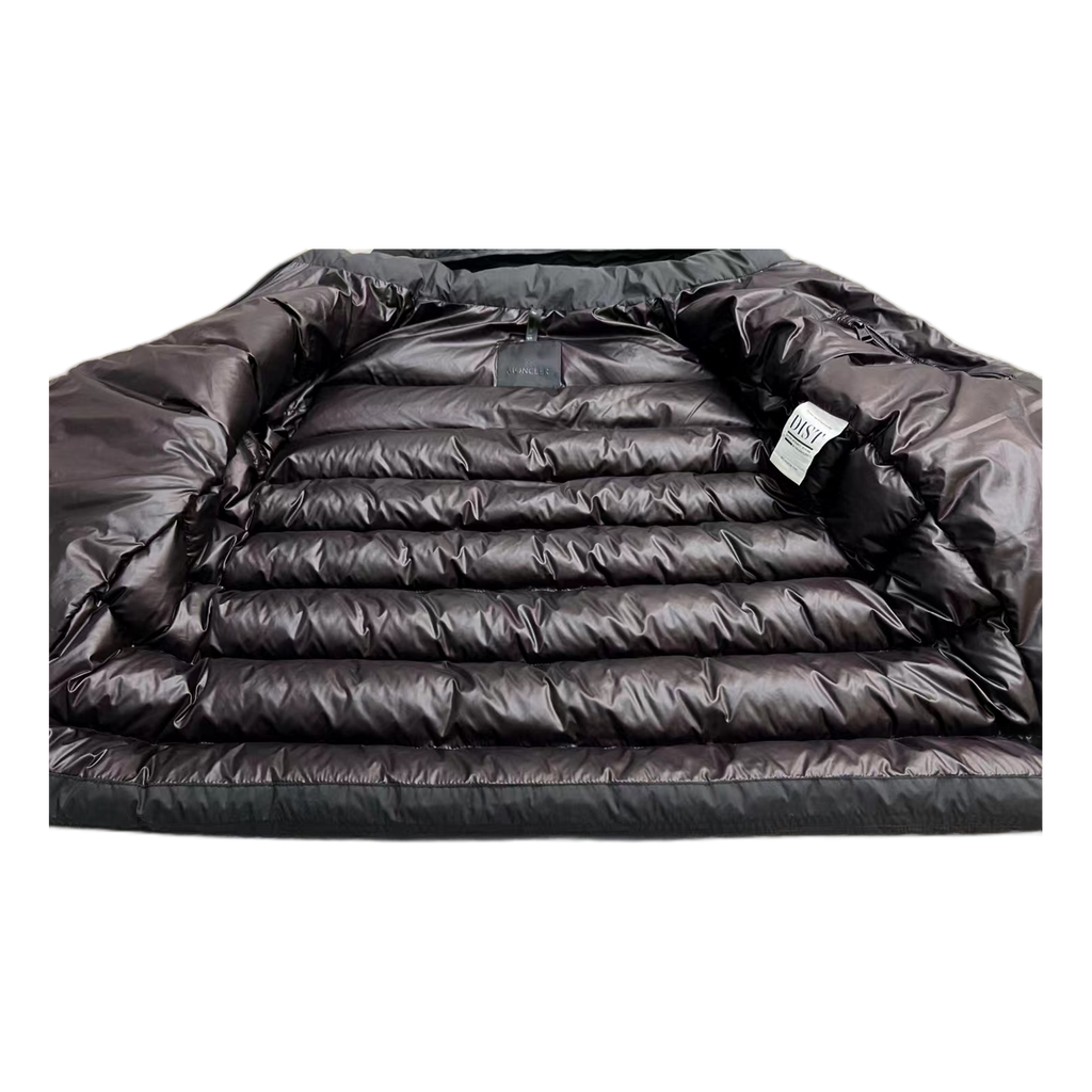 Moncler Vertical-Logo Snap-Front Down Jacket – Black