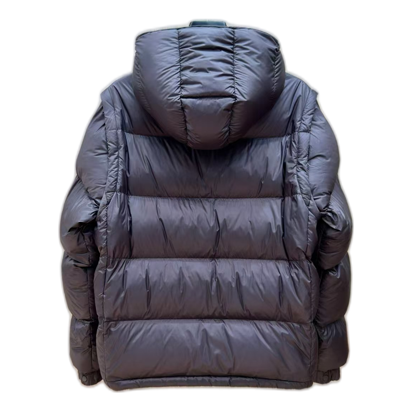 Moncler Oversized Chest-Badge Hooded Down Jacket