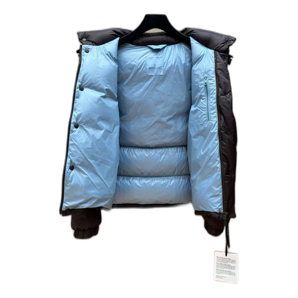 Moncler Oversized Chest-Badge Hooded Down Jacket