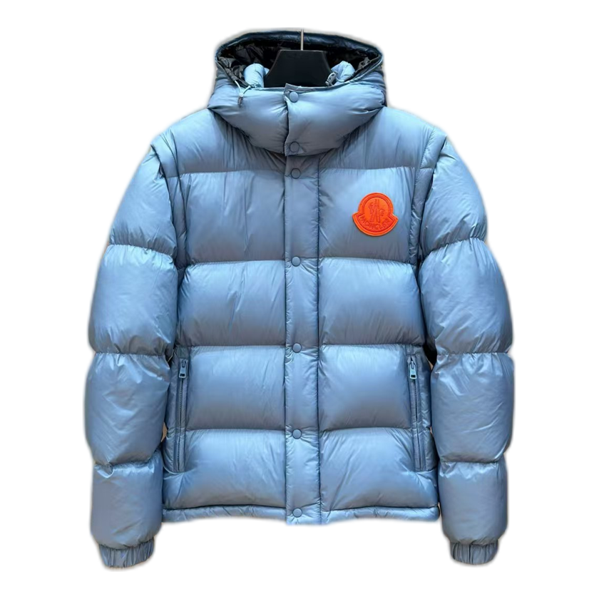 Moncler Oversized Chest-Badge Hooded Down Jacket