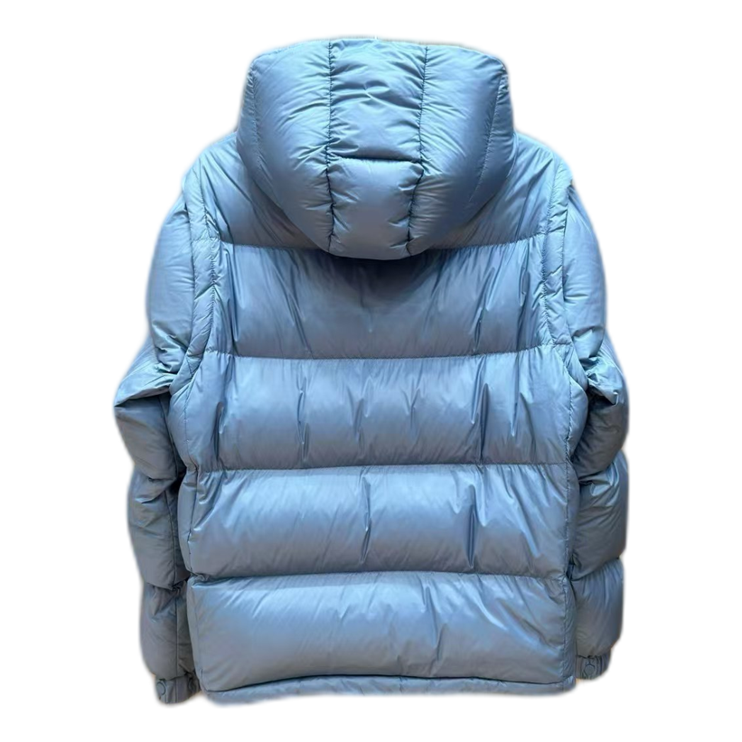 Moncler Oversized Chest-Badge Hooded Down Jacket