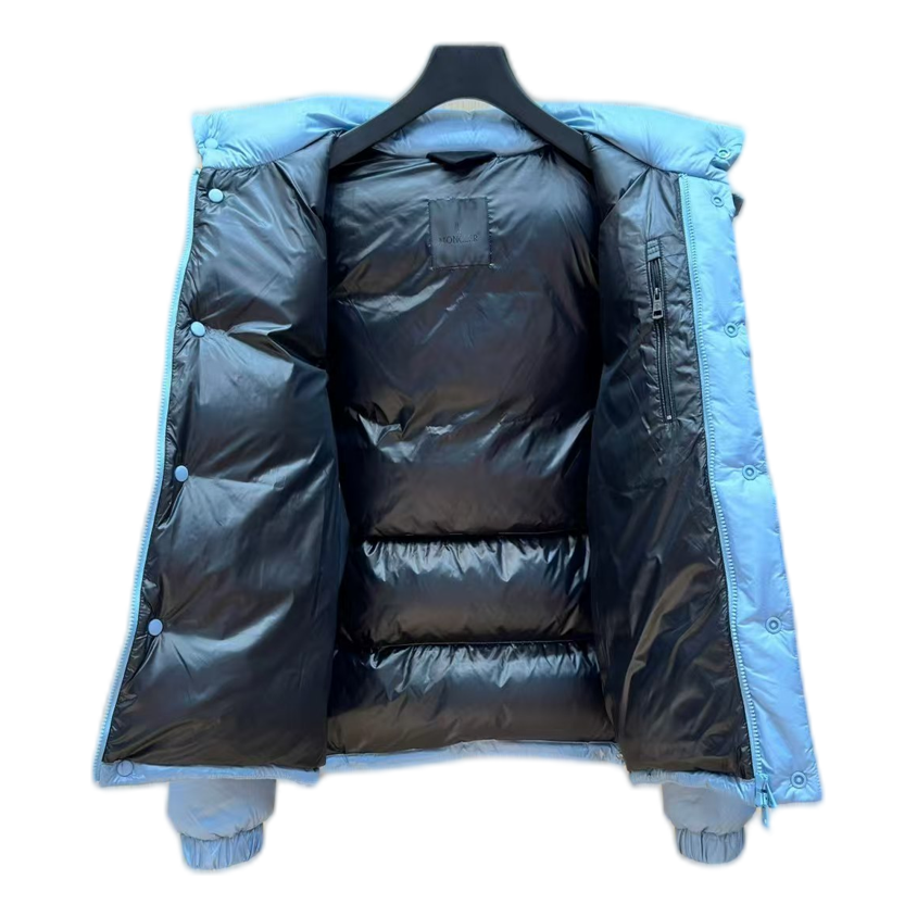 Moncler Oversized Chest-Badge Hooded Down Jacket