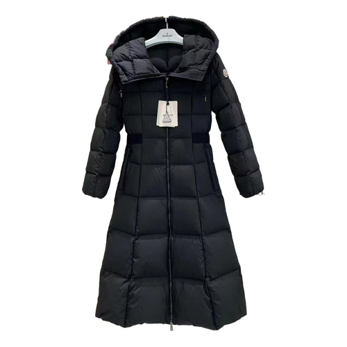 Moncler Fitted Hooded Long Down Coat – Black