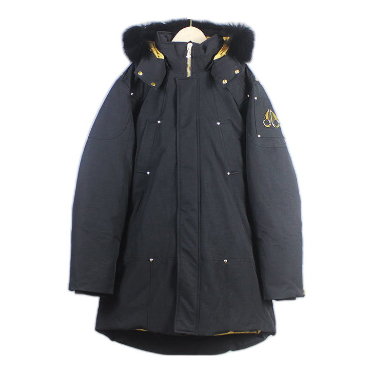 Moose Knuckles Stag Lake Fur-Trim Down Parka with Gold-Tone Hardware – Black