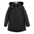 Moose Knuckles Curved-Hem Fur-Trim Hooded Down Parka – Black