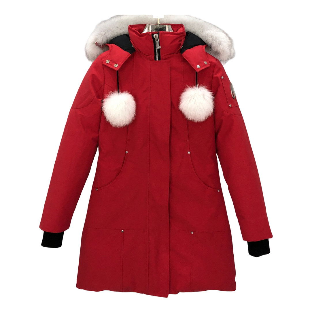 Moose Knuckles Stirling White Fur-Trim Hooded Down Parka