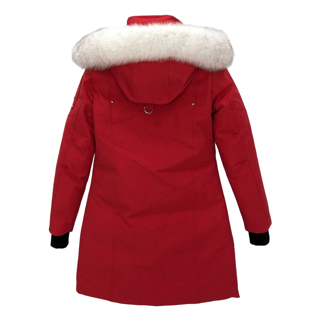 Moose Knuckles Stirling White Fur-Trim Hooded Down Parka