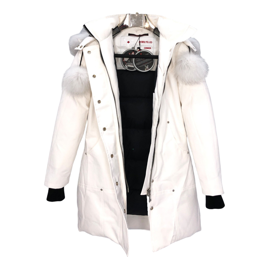 Moose Knuckles Stirling Down Parka with White Fur Trim