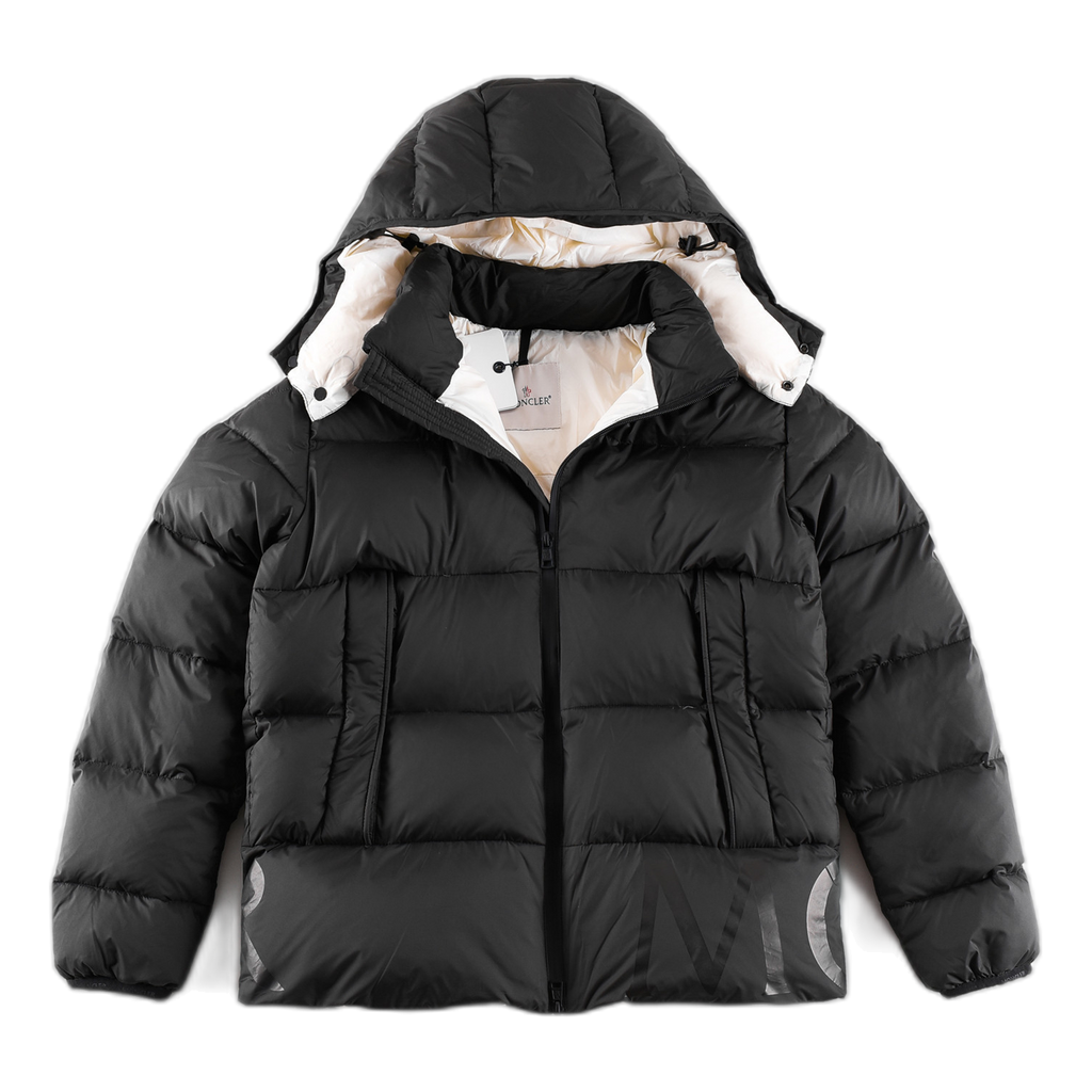 Moncler Logo-Hood Down Jacket with Contrast Lining – Black