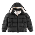 Moncler Logo-Hood Down Jacket with Contrast Lining – Black