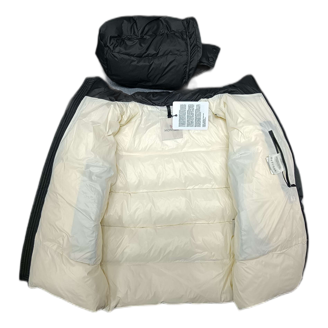 Moncler Logo-Hood Down Jacket with Contrast Lining – Black