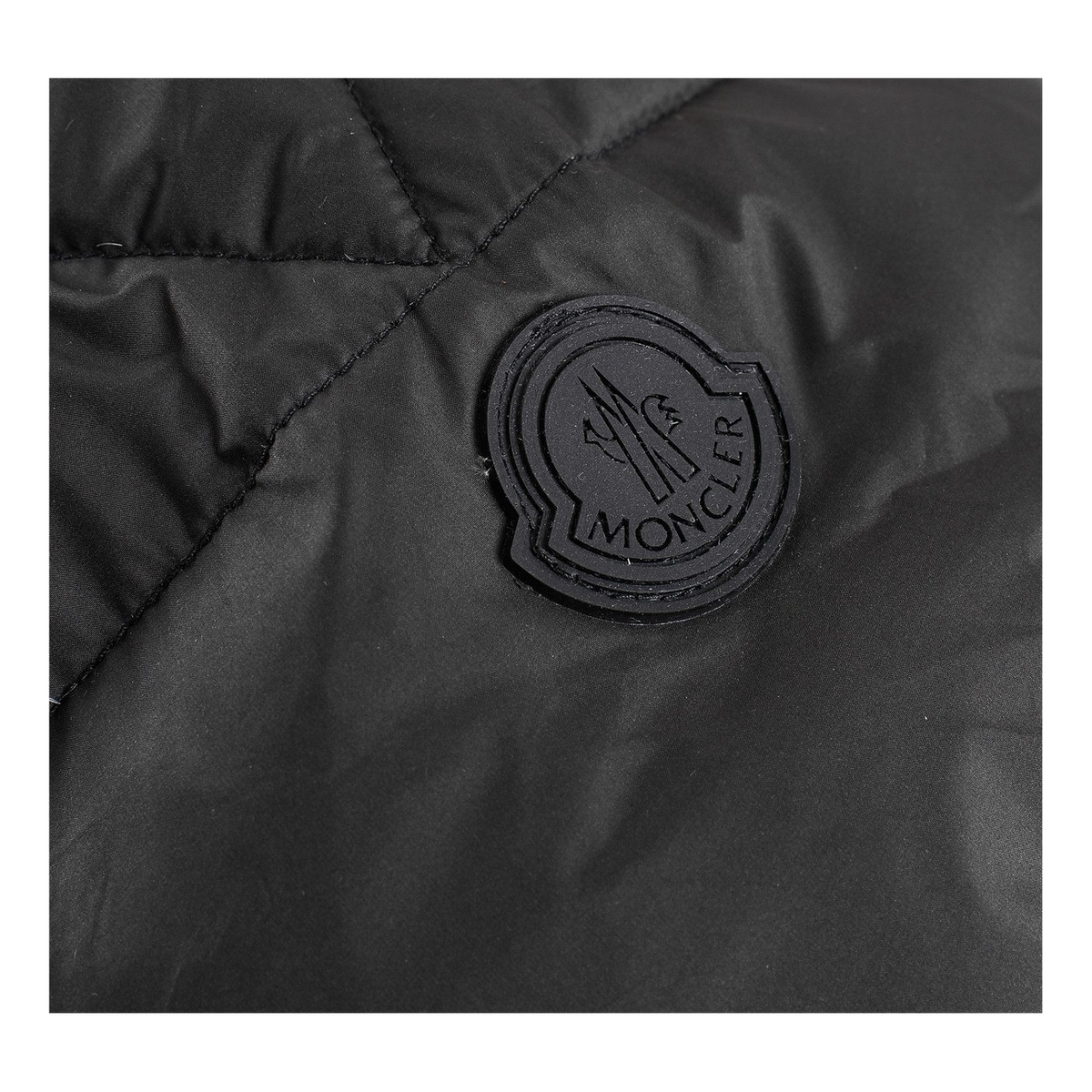 Moncler Logo-Hood Down Jacket with Contrast Lining – Black