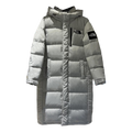 The North Face Long Hooded Color-Block Puffer Coat – Grey