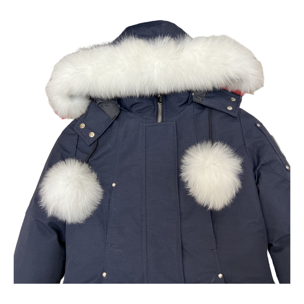 Moose Knuckles Stirling Pom-Pom Fur-Trim Down Parka – Navy