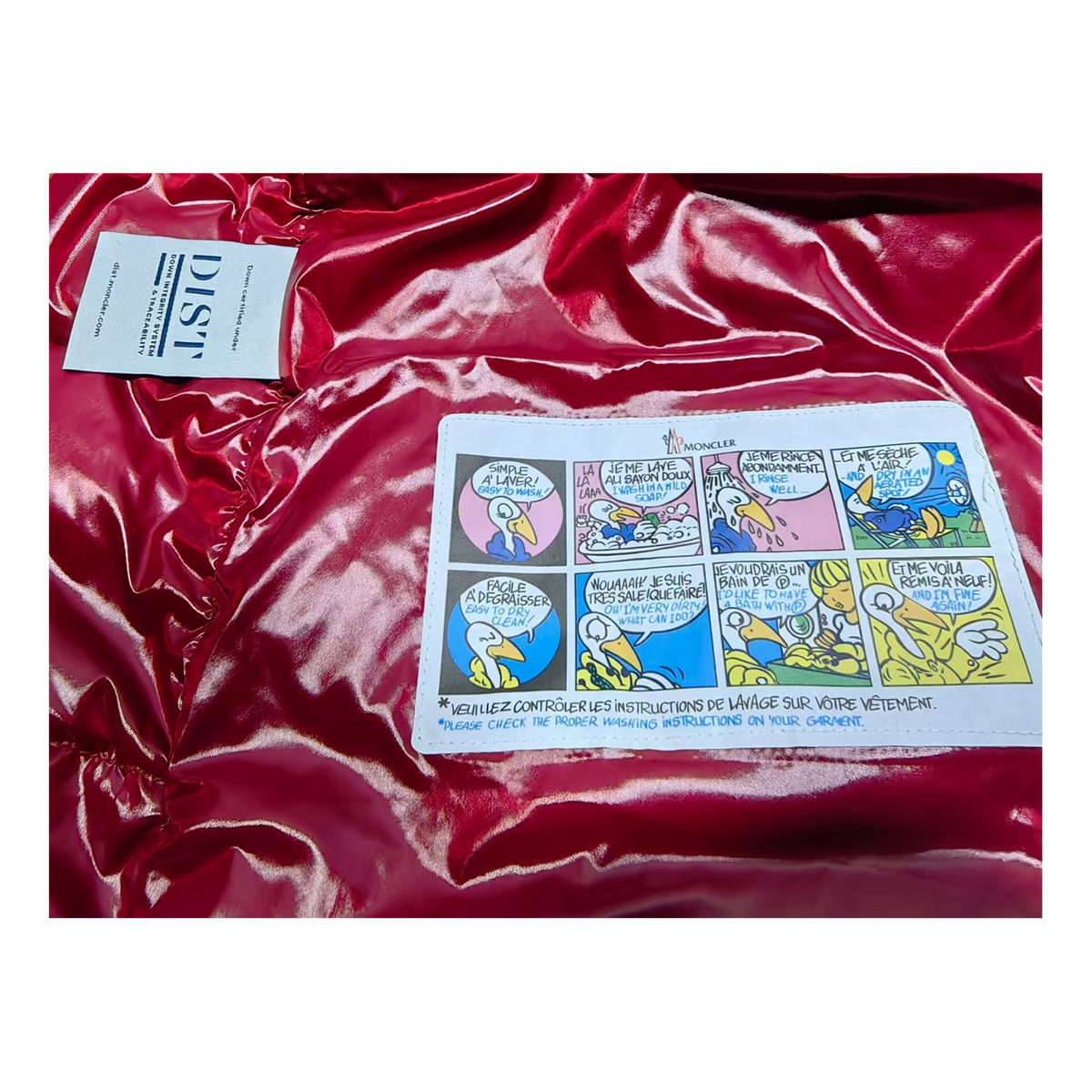 Moncler Logo-Zip Glossy Hooded Down Jacket – Red
