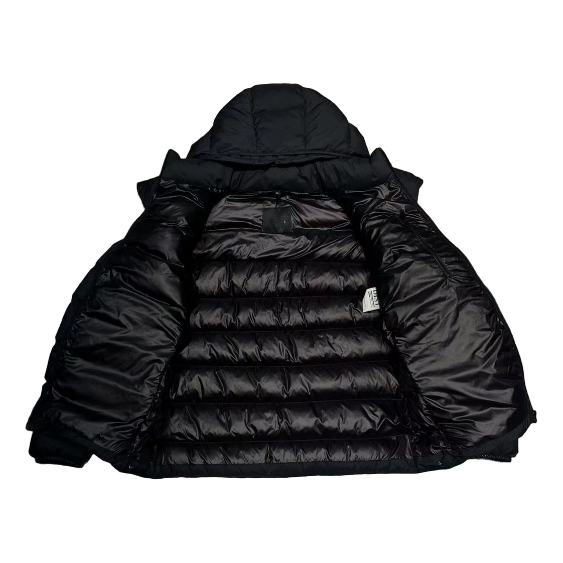 Moncler Vertical-Logo Hooded Down Puffer Jacket – Black
