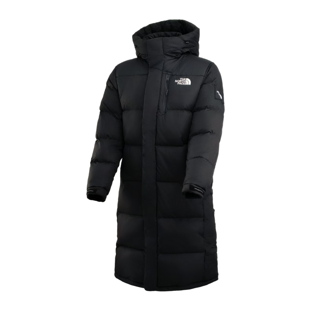 The North Face Long Hooded Color-Block Down Coat – Black